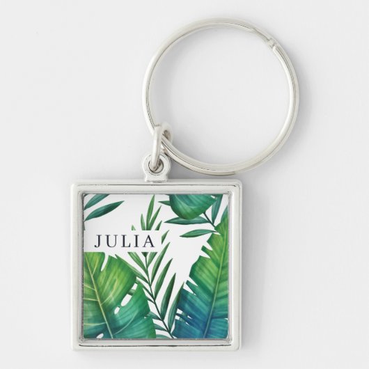 Waterverf persoonlijke tropische bladeren sleutelhanger (Voorkant)