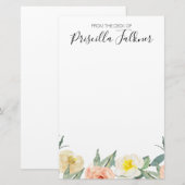 Waterverf perste bloemen van het bureau van briefpapier (Voorkant / Achterkant)