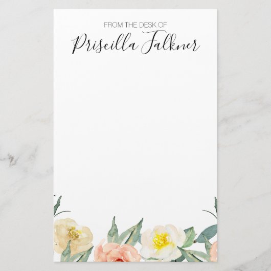 Waterverf perste bloemen van het bureau van briefpapier (Voorkant)