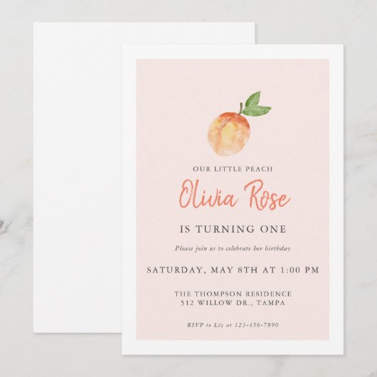 Waterverf Perthday uitnodiging (Voorkant / Achterkant)