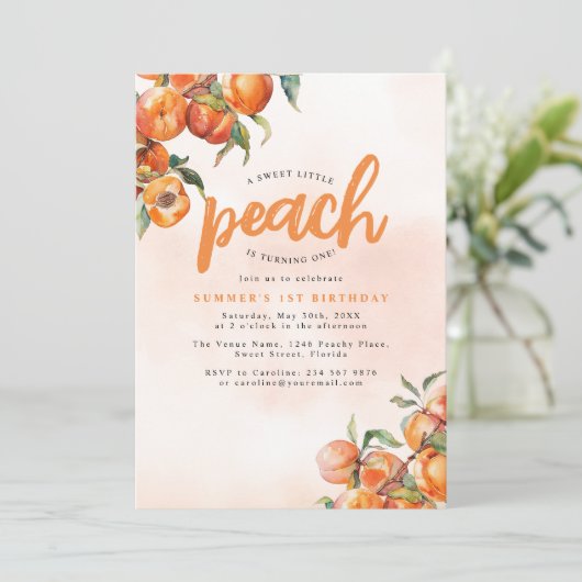 Waterverf Perthday uitnodiging (Staand voorkant)