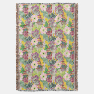 Waterverf Peruaanse vrouw en Llama Pattern Deken