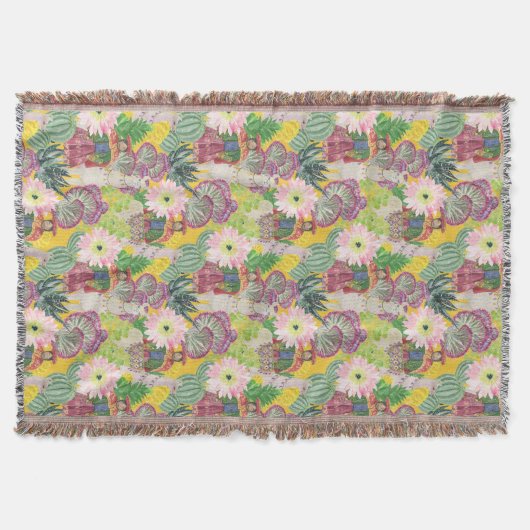 Waterverf Peruaanse vrouw en Llama Pattern Deken (Voorkant)