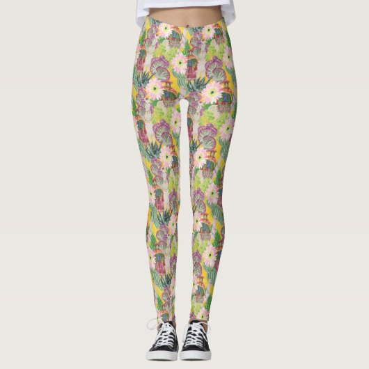 Waterverf Peruaanse vrouw en Llama Pattern Leggings (Voorkant)