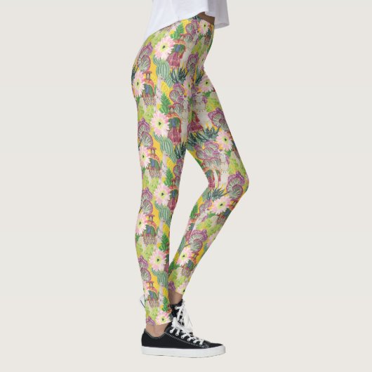 Waterverf Peruaanse vrouw en Llama Pattern Leggings (Rechts)