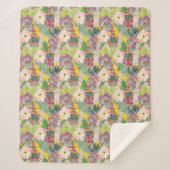 Waterverf Peruaanse vrouw en Llama Pattern Sherpa Deken (Voorkant)