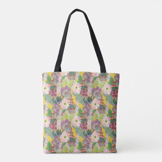 Waterverf Peruaanse vrouw en Llama Pattern Tote Bag (Achterkant)