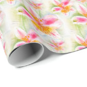 Waterverf Peruviaanse Lily Alstroemeria patroonwik Cadeaupapier (Rol Hoek)