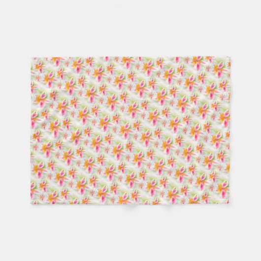 Waterverf Peruvian Lily Alstroemeria art deken (Voorkant (Horizontaal))