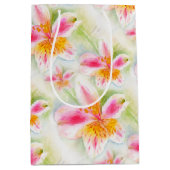 Waterverf Peruvian Lily Alstroemeria art gift tas Medium Cadeauzakje (Voorkant)