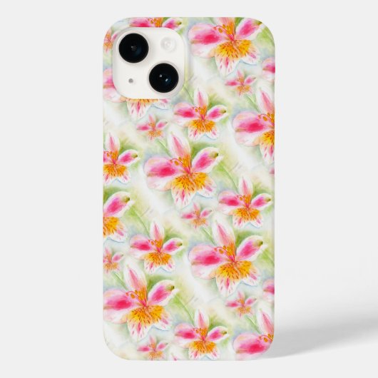 Waterverf Peruvian Lily Alstroemeria Case-Mate iPhone Case (Achterkant)