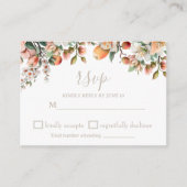 Waterverf Perzage Groene Floral RSVP Informatiekaartje (Voorkant)