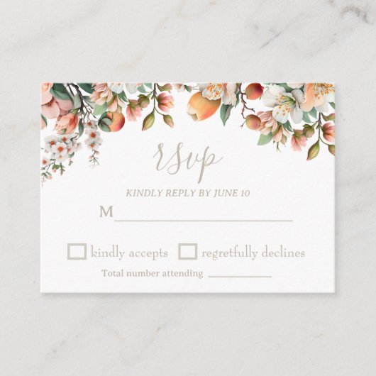 Waterverf Perzage Groene Floral RSVP Informatiekaartje (Voorkant)