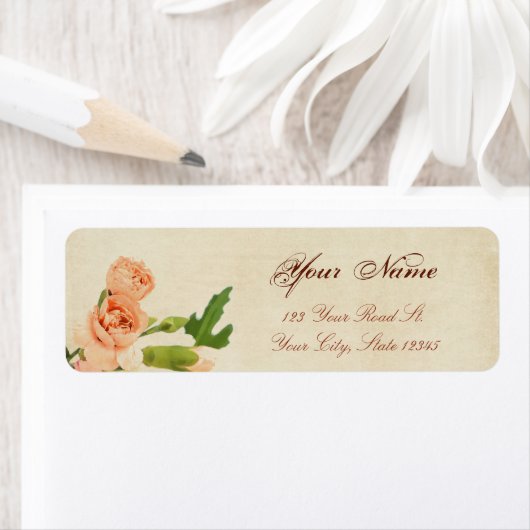 Waterverf perzik anjer hoeken etiket (Insitu)