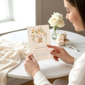 Waterverf Perzik Beer Babyshower Uitnodiging