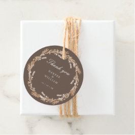 Waterverf perzik/beige bruine bruinbaardbruiloft bedankjes labels