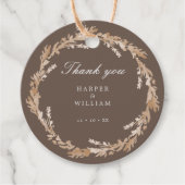 Waterverf perzik/beige bruine bruinbaardbruiloft bedankjes labels (Voorkant)