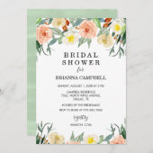 Waterverf Perzik Bloemen Bruids Douche Uitnodiging (Voorkant / Achterkant)