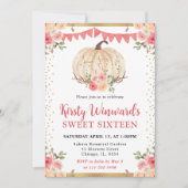 Waterverf Perzik Bloemen Pompoen Herfst Sweet 16 Kaart (Voorkant)