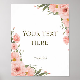 Waterverf Perzik Bloemen  Poster