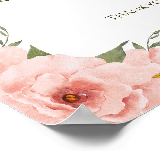 Waterverf Perzik Bloemen  Poster (Hoek)