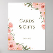 Waterverf Perzik Bloemen Poster (Voorkant)