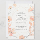 Waterverf Perzik Bloemen Speckletone bruiloft Kaart (Voorkant)