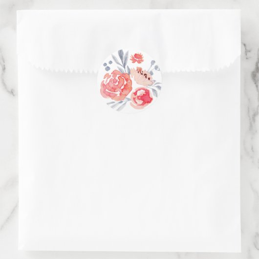 Waterverf Perzik Bloemen Sticker (Tas)