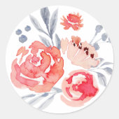Waterverf Perzik Bloemen Sticker (Voorkant)