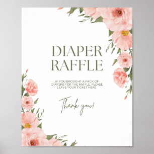 Waterverf Perzik Bloemenluier Raffle Poster