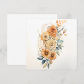 Waterverf Perzik Bloemenprint Bedankkaart (Voorkant / Achterkant)