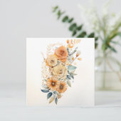 Waterverf Perzik Bloemenprint Bedankkaart (Staand voorkant)