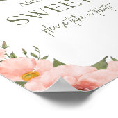 Waterverf perzik bloemige baby's zijn zoet Poster (Hoek)