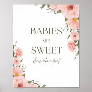 Waterverf perzik bloemige baby's zijn zoet Poster