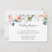 Waterverf Perzik Bloemige Trouwreceptie Details Kaart (Voorkant)