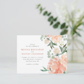 Waterverf Perzik & Blush Roze Bloemen Huwelijk Uitnodiging Briefkaart (Staand voorkant)