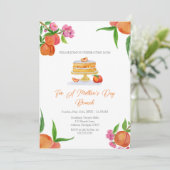 Waterverf Perzik Cake Bloesems Moederdag Brunch Kaart (Staand voorkant)