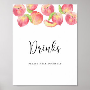 Waterverf perzik Drinken tast toe Poster