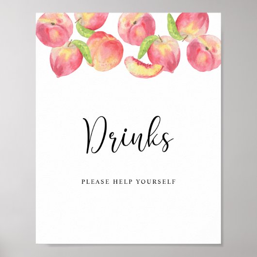 Waterverf perzik Drinken tast toe Poster (Voorkant)