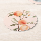 Waterverf perzik elegant verjaardagsfeestje kartonnen onderzetters (Gekanteld)