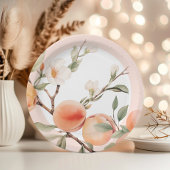 Waterverf perzik elegant verjaardagsfeestje papieren bordje