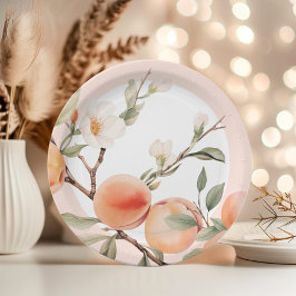 Waterverf perzik elegant verjaardagsfeestje papieren bordje