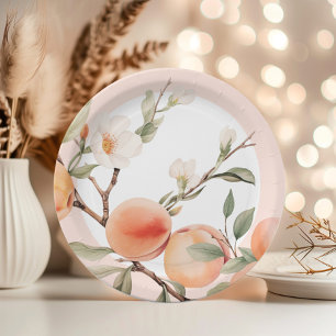 Waterverf perzik elegant verjaardagsfeestje papieren bordje