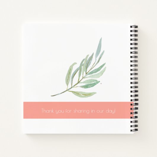 Waterverf Perzik en Groen Bloemen Gastenboek | Notitieboek (Achterkant)