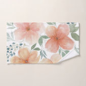 Waterverf perzik en groene bloemen handdoek (Handdoek)