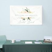 Waterverf perzik en groene florale brunch spandoek (Beurs)