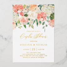 Waterverf Perzik en Ivoren Bloemen Koppels Bruisfe