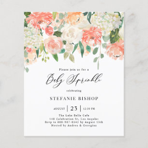 Waterverf Perzik en Ivory Flowers Baby Sprinkle