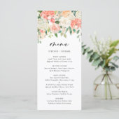 Waterverf Perzik en Ivory Flowers Wedding Menu (Staand voorkant)