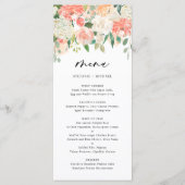Waterverf Perzik en Ivory Flowers Wedding Menu (Voorkant)